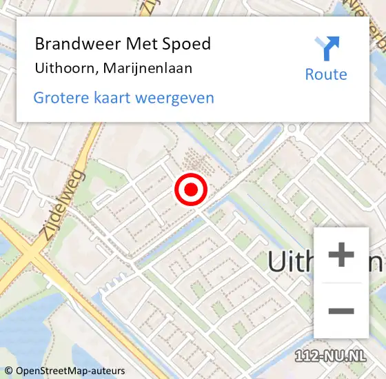 Locatie op kaart van de 112 melding: Brandweer Met Spoed Naar Uithoorn, Marijnenlaan op 20 december 2021 05:19