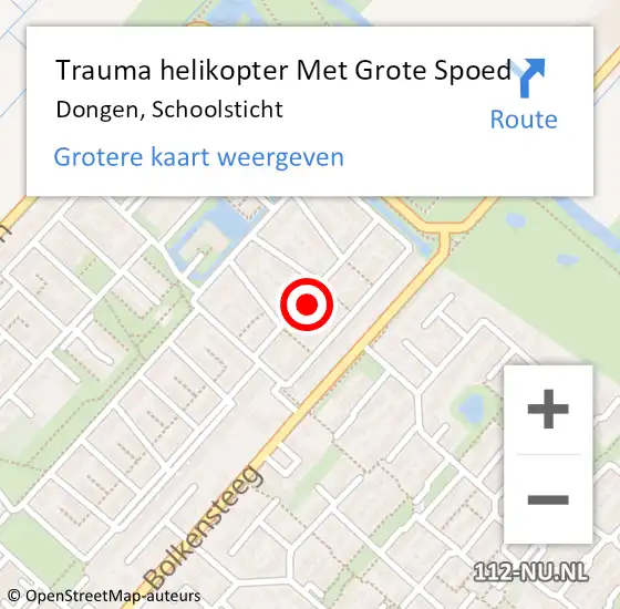 Locatie op kaart van de 112 melding: Trauma helikopter Met Grote Spoed Naar Dongen, Schoolsticht op 20 december 2021 05:25