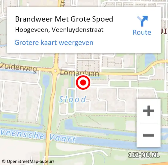 Locatie op kaart van de 112 melding: Brandweer Met Grote Spoed Naar Hoogeveen, Veenluydenstraat op 20 december 2021 06:15