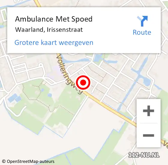 Locatie op kaart van de 112 melding: Ambulance Met Spoed Naar Waarland, Irissenstraat op 20 december 2021 07:05