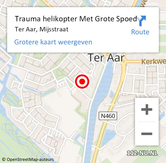 Locatie op kaart van de 112 melding: Trauma helikopter Met Grote Spoed Naar Ter Aar, Mijsstraat op 20 december 2021 07:21