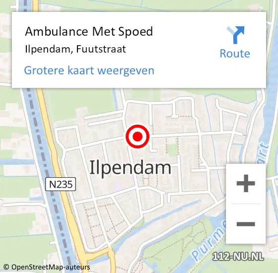 Locatie op kaart van de 112 melding: Ambulance Met Spoed Naar Ilpendam, Fuutstraat op 20 december 2021 07:34