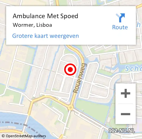 Locatie op kaart van de 112 melding: Ambulance Met Spoed Naar Wormer, Lisboa op 20 december 2021 07:49