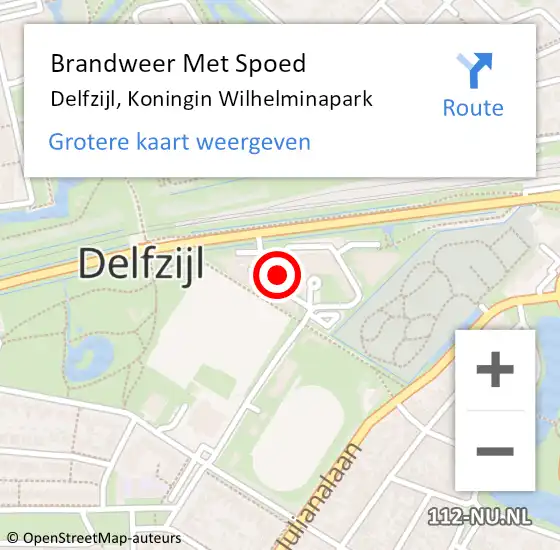 Locatie op kaart van de 112 melding: Brandweer Met Spoed Naar Delfzijl, Koningin Wilhelminapark op 20 december 2021 08:02