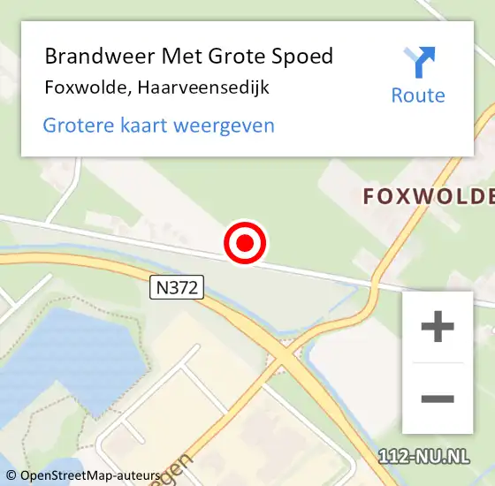 Locatie op kaart van de 112 melding: Brandweer Met Grote Spoed Naar Foxwolde, Haarveensedijk op 20 december 2021 08:38