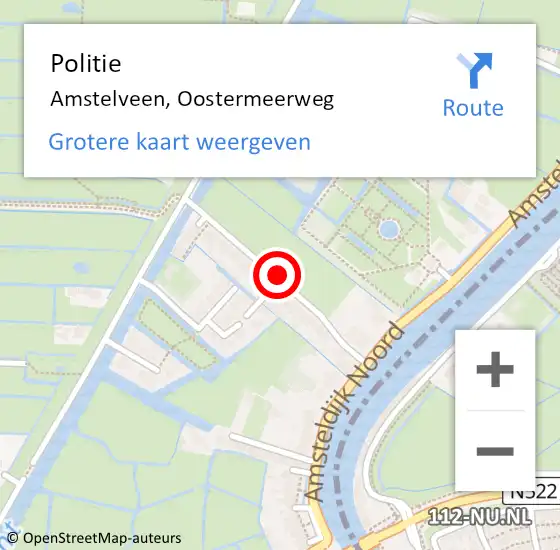 Locatie op kaart van de 112 melding: Politie Amstelveen, Oostermeerweg op 2 juli 2014 20:18