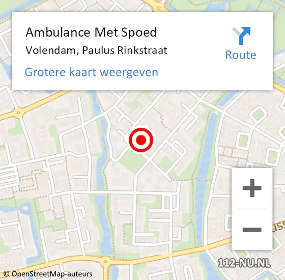 Locatie op kaart van de 112 melding: Ambulance Met Spoed Naar Volendam, Paulus Rinkstraat op 20 december 2021 09:39