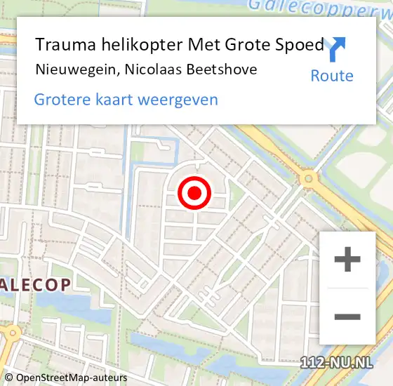 Locatie op kaart van de 112 melding: Trauma helikopter Met Grote Spoed Naar Nieuwegein, Nicolaas Beetshove op 20 december 2021 10:45