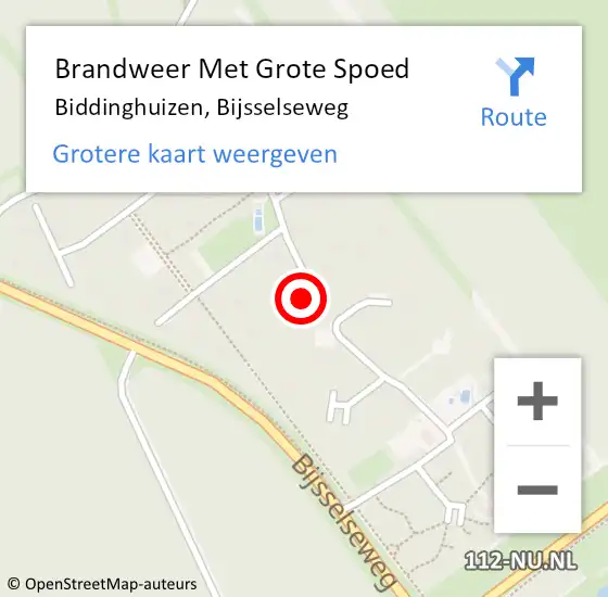 Locatie op kaart van de 112 melding: Brandweer Met Grote Spoed Naar Biddinghuizen, Bijsselseweg op 20 december 2021 10:51