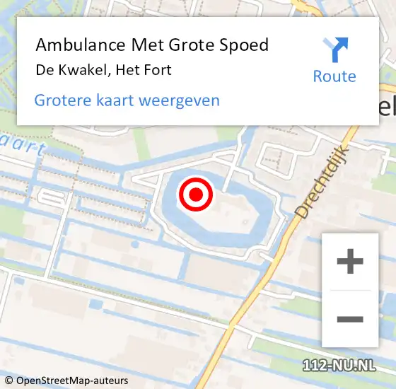 Locatie op kaart van de 112 melding: Ambulance Met Grote Spoed Naar De Kwakel, Het Fort op 20 december 2021 11:03