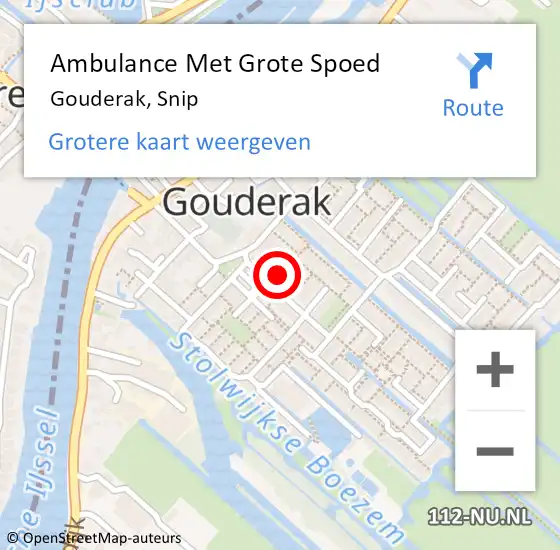 Locatie op kaart van de 112 melding: Ambulance Met Grote Spoed Naar Gouderak, Snip op 20 december 2021 11:19