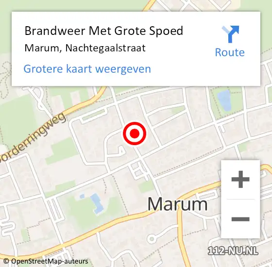 Locatie op kaart van de 112 melding: Brandweer Met Grote Spoed Naar Marum, Nachtegaalstraat op 20 december 2021 11:19