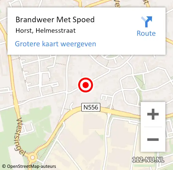 Locatie op kaart van de 112 melding: Brandweer Met Spoed Naar Horst, Helmesstraat op 20 december 2021 11:25