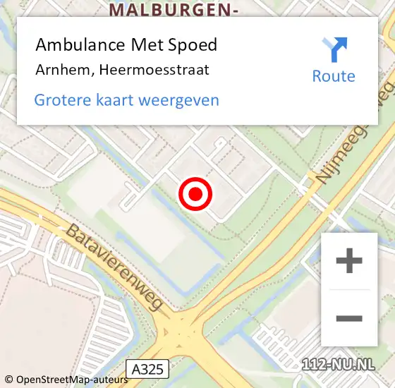 Locatie op kaart van de 112 melding: Ambulance Met Spoed Naar Arnhem, Heermoesstraat op 20 december 2021 11:36