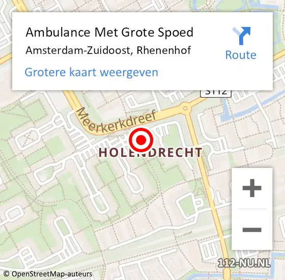 Locatie op kaart van de 112 melding: Ambulance Met Grote Spoed Naar Amsterdam-Zuidoost, Rhenenhof op 20 december 2021 11:40