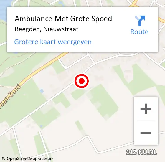 Locatie op kaart van de 112 melding: Ambulance Met Grote Spoed Naar Beegden, Nieuwstraat op 20 december 2021 12:12