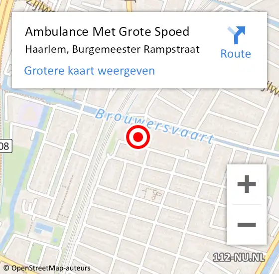 Locatie op kaart van de 112 melding: Ambulance Met Grote Spoed Naar Haarlem, Burgemeester Rampstraat op 20 december 2021 12:21