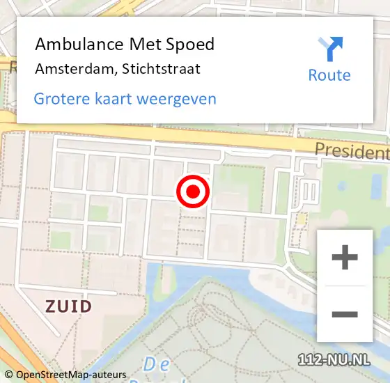 Locatie op kaart van de 112 melding: Ambulance Met Spoed Naar Amsterdam, Stichtstraat op 20 december 2021 12:27