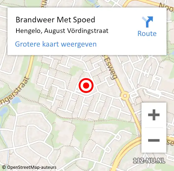 Locatie op kaart van de 112 melding: Brandweer Met Spoed Naar Hengelo, August Vördingstraat op 20 december 2021 12:41