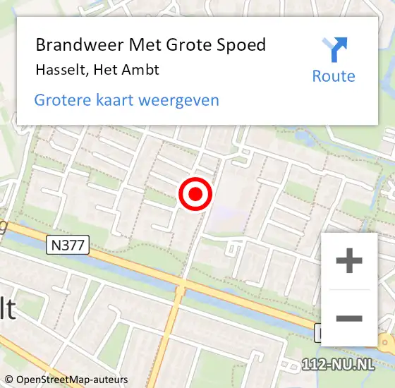 Locatie op kaart van de 112 melding: Brandweer Met Grote Spoed Naar Hasselt, Het Ambt op 20 december 2021 13:05