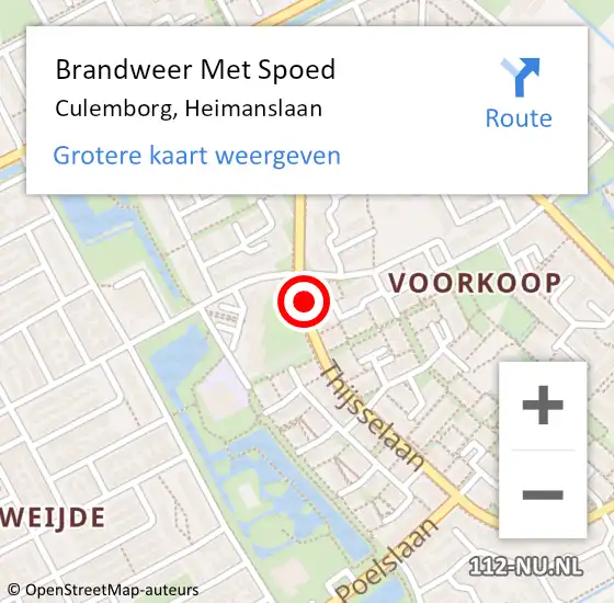 Locatie op kaart van de 112 melding: Brandweer Met Spoed Naar Culemborg, Heimanslaan op 20 december 2021 13:13