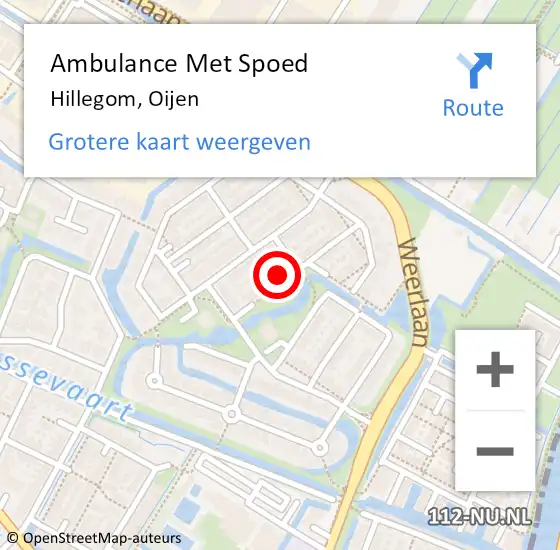 Locatie op kaart van de 112 melding: Ambulance Met Spoed Naar Hillegom, Oijen op 20 december 2021 13:15