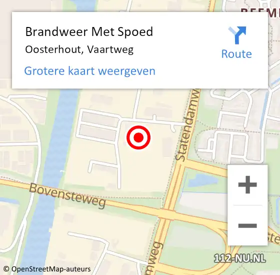 Locatie op kaart van de 112 melding: Brandweer Met Spoed Naar Oosterhout, Vaartweg op 20 december 2021 13:25