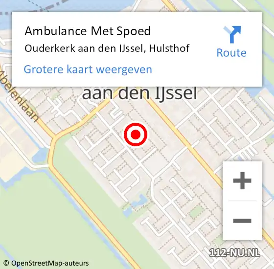 Locatie op kaart van de 112 melding: Ambulance Met Spoed Naar Ouderkerk aan den IJssel, Hulsthof op 20 december 2021 13:28