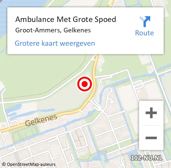 Locatie op kaart van de 112 melding: Ambulance Met Grote Spoed Naar Groot-Ammers, Gelkenes op 20 december 2021 13:32