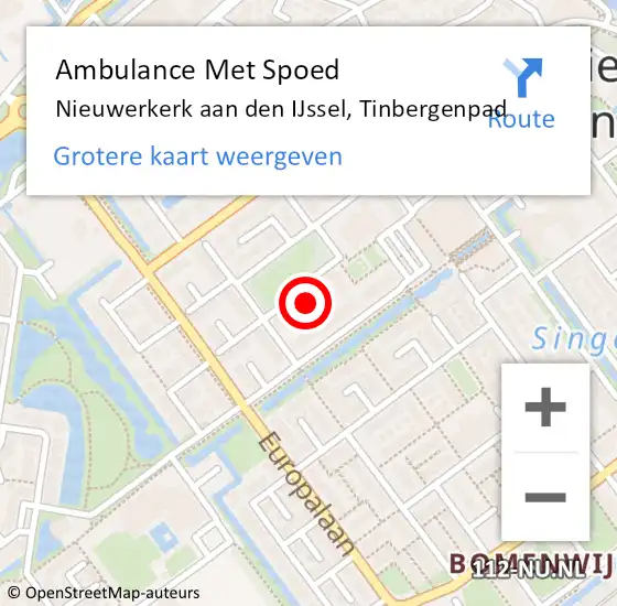 Locatie op kaart van de 112 melding: Ambulance Met Spoed Naar Nieuwerkerk aan den IJssel, Tinbergenpad op 20 december 2021 13:35