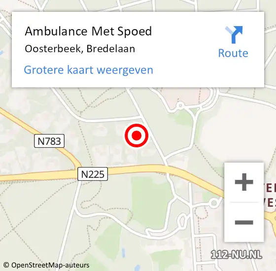 Locatie op kaart van de 112 melding: Ambulance Met Spoed Naar Oosterbeek, Bredelaan op 20 december 2021 13:46