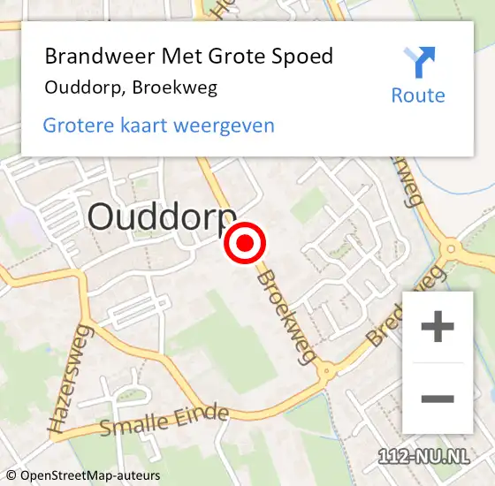 Locatie op kaart van de 112 melding: Brandweer Met Grote Spoed Naar Ouddorp, Broekweg op 20 december 2021 14:00