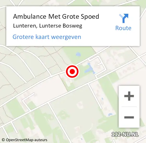 Locatie op kaart van de 112 melding: Ambulance Met Grote Spoed Naar Lunteren, Lunterse Bosweg op 20 december 2021 14:02