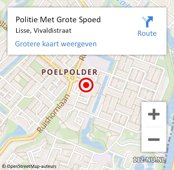 Locatie op kaart van de 112 melding: Politie Met Grote Spoed Naar Lisse, Vivaldistraat op 20 december 2021 14:04