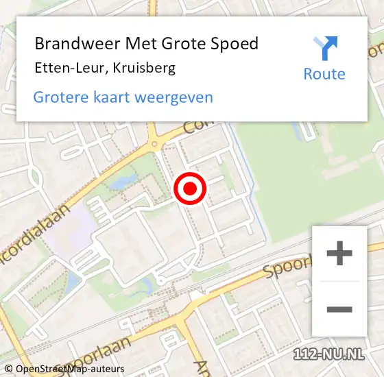 Locatie op kaart van de 112 melding: Brandweer Met Grote Spoed Naar Etten-Leur, Kruisberg op 20 december 2021 14:26