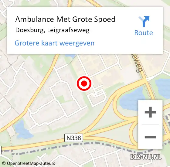 Locatie op kaart van de 112 melding: Ambulance Met Grote Spoed Naar Doesburg, Leigraafseweg op 20 december 2021 14:27