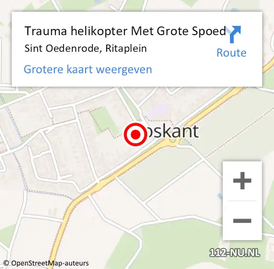 Locatie op kaart van de 112 melding: Trauma helikopter Met Grote Spoed Naar Sint Oedenrode, Ritaplein op 20 december 2021 14:27