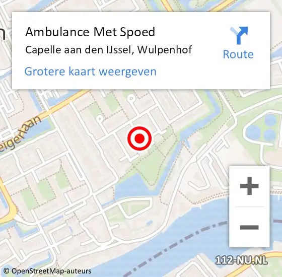 Locatie op kaart van de 112 melding: Ambulance Met Spoed Naar Capelle aan den IJssel, Wulpenhof op 20 december 2021 14:42