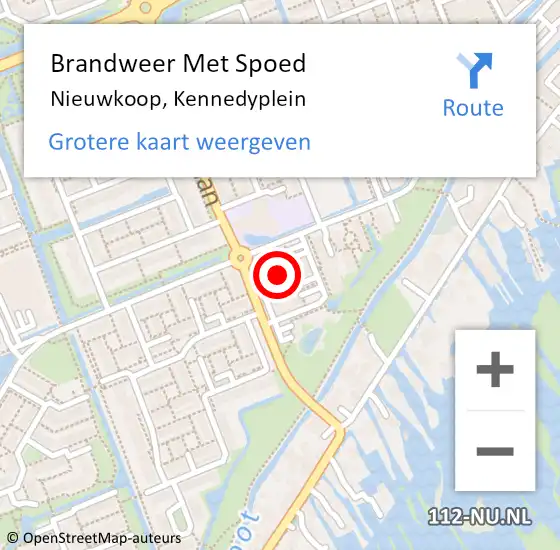 Locatie op kaart van de 112 melding: Brandweer Met Spoed Naar Nieuwkoop, Kennedyplein op 20 december 2021 14:52