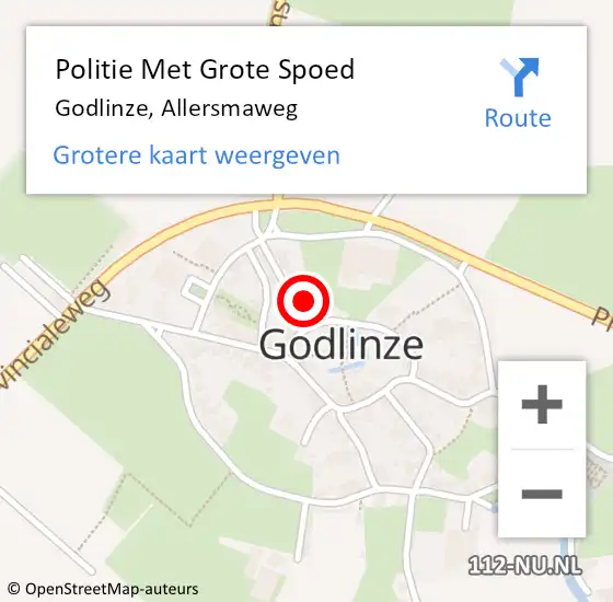 Locatie op kaart van de 112 melding: Politie Met Grote Spoed Naar Godlinze, Allersmaweg op 20 december 2021 15:06