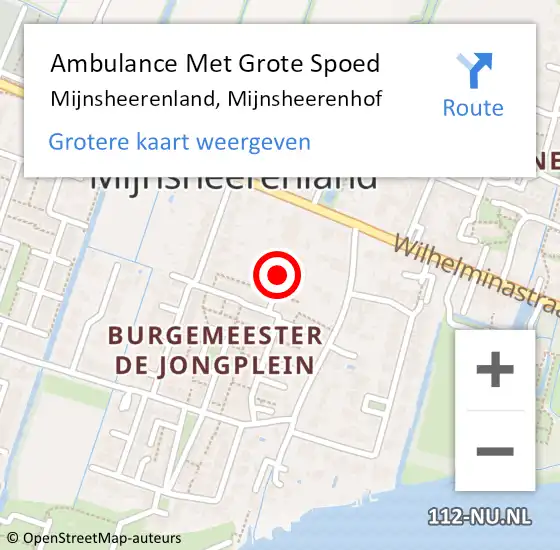 Locatie op kaart van de 112 melding: Ambulance Met Grote Spoed Naar Mijnsheerenland, Mijnsheerenhof op 20 december 2021 15:07