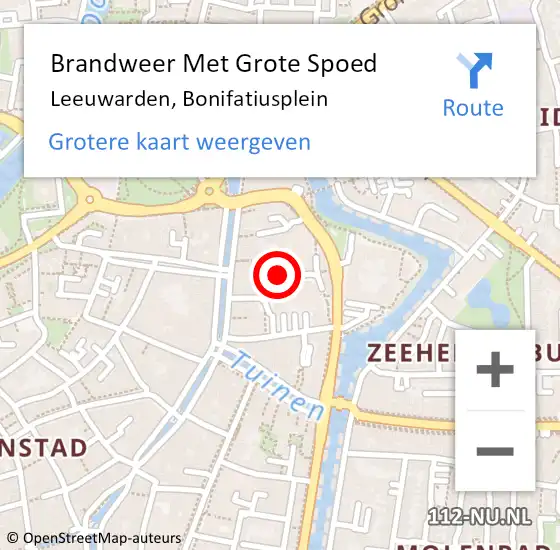 Locatie op kaart van de 112 melding: Brandweer Met Grote Spoed Naar Leeuwarden, Bonifatiusplein op 20 december 2021 15:28