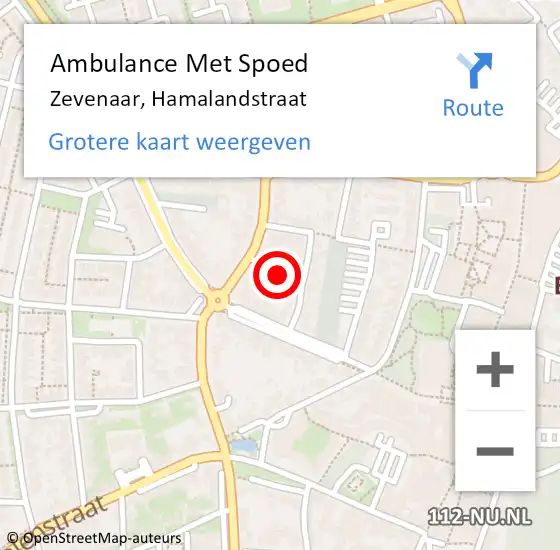 Locatie op kaart van de 112 melding: Ambulance Met Spoed Naar Zevenaar, Hamalandstraat op 20 december 2021 15:32