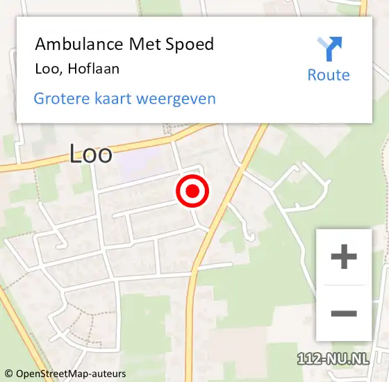 Locatie op kaart van de 112 melding: Ambulance Met Spoed Naar Loo, Hoflaan op 20 december 2021 15:46