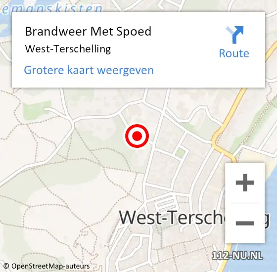 Locatie op kaart van de 112 melding: Brandweer Met Spoed Naar West-Terschelling op 20 december 2021 16:06