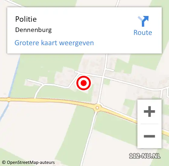 Locatie op kaart van de 112 melding: Politie Dennenburg op 20 december 2021 16:07
