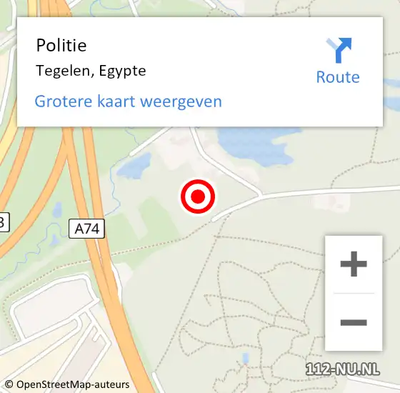 Locatie op kaart van de 112 melding: Politie Tegelen, Egypte op 20 december 2021 16:07