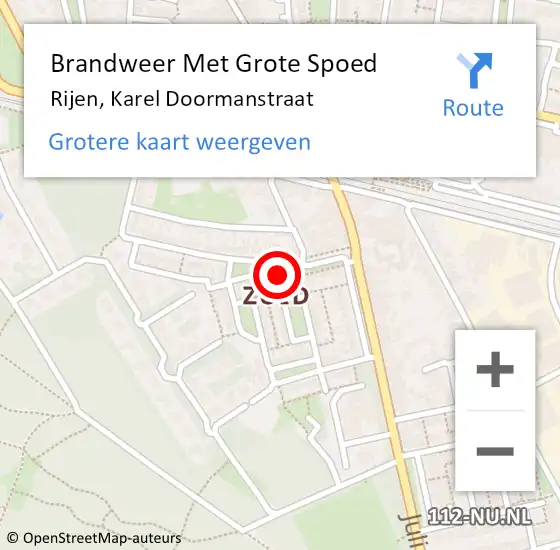 Locatie op kaart van de 112 melding: Brandweer Met Grote Spoed Naar Rijen, Karel Doormanstraat op 20 december 2021 16:19