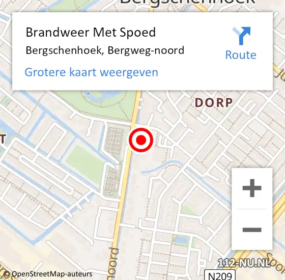 Locatie op kaart van de 112 melding: Brandweer Met Spoed Naar Bergschenhoek, Bergweg-noord op 20 december 2021 16:26