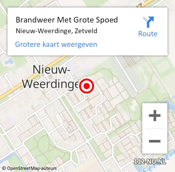 Locatie op kaart van de 112 melding: Brandweer Met Grote Spoed Naar Nieuw-Weerdinge, Zetveld op 20 december 2021 16:28